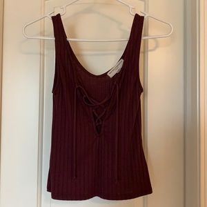 Project Social tank deep V with lace up ties